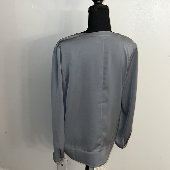 J. Crew Gray Blouse with Black Lace, sz Medium - Picture 3 of 16